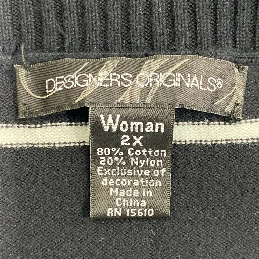 Designers Originals Striped Tie Neck Sweater Shirt Top Plus Size 2X Womens - Image 4