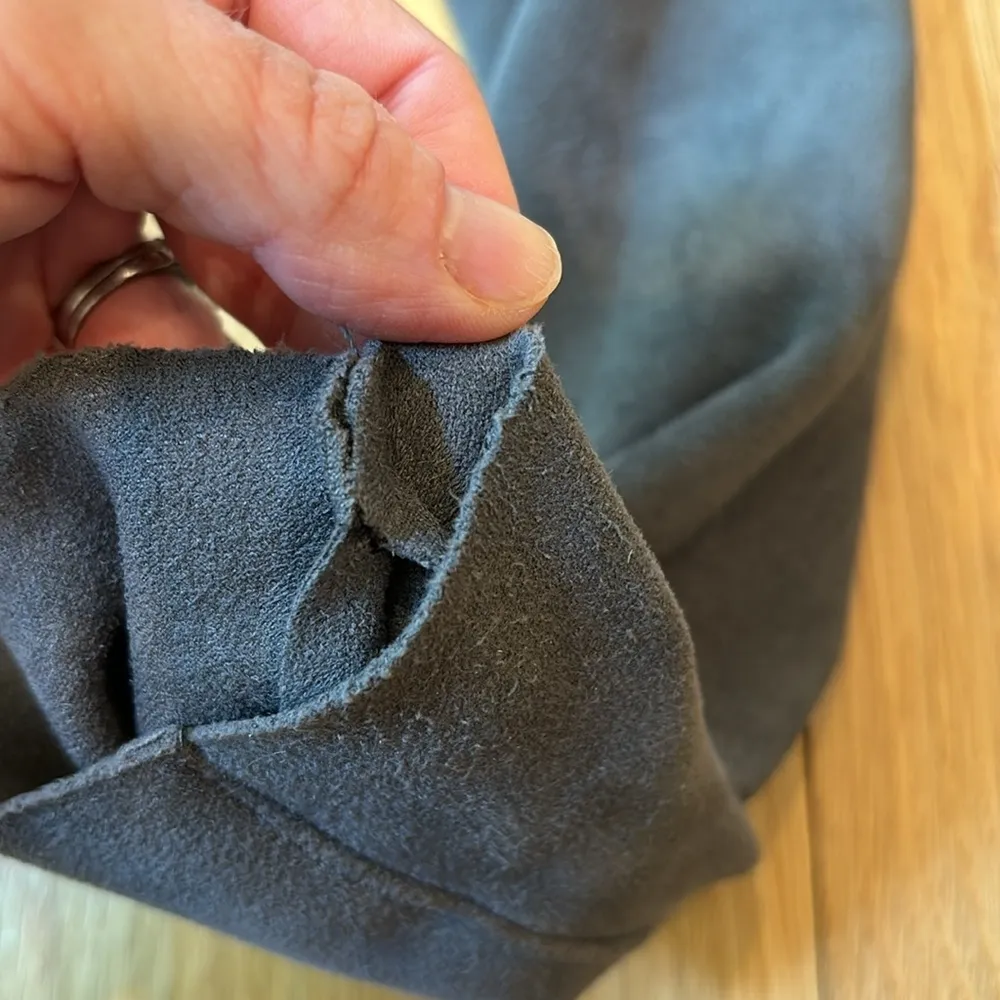 Blank NYC Motorcycle Jacket Faux Suede Drape Front Gray Medium - Image 8