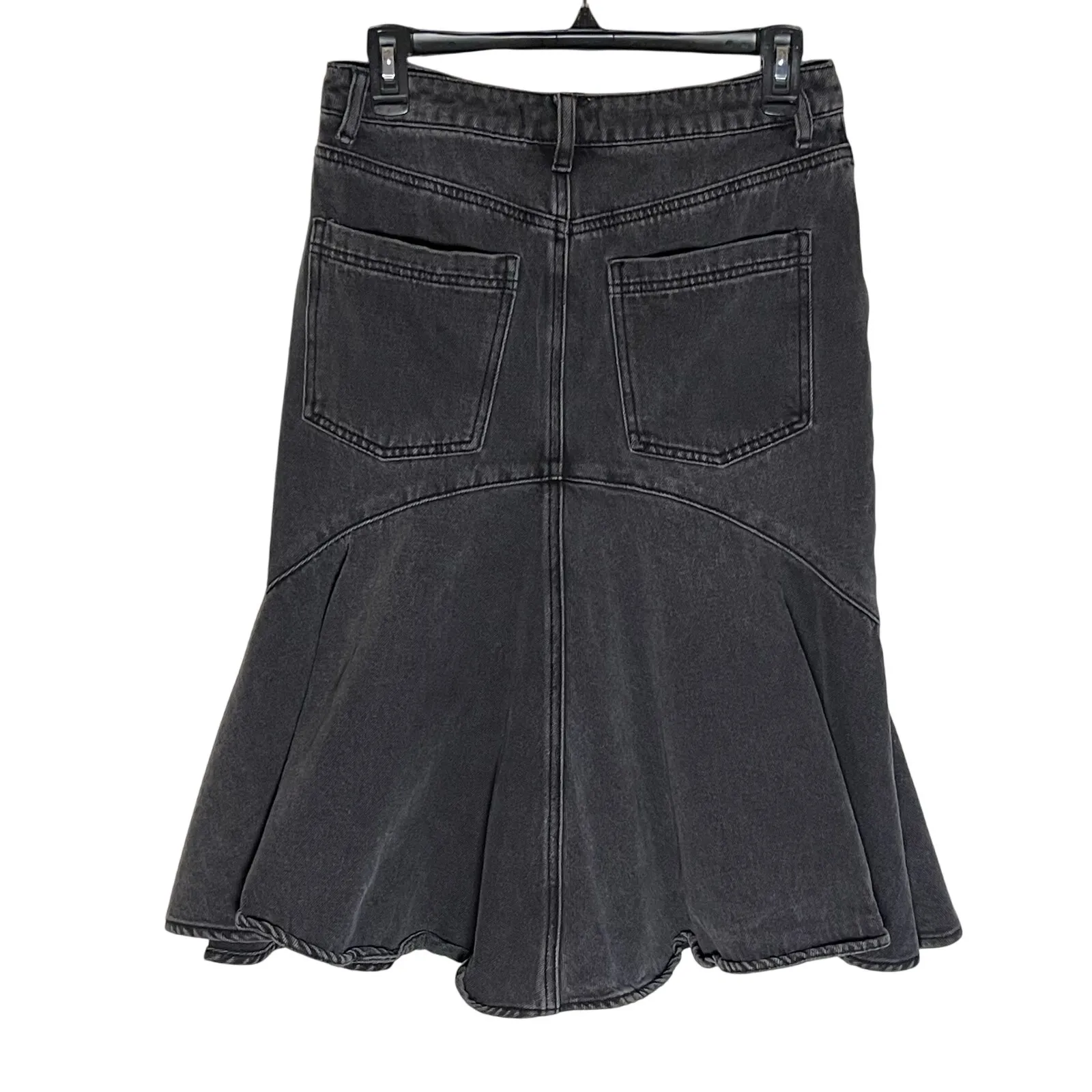 FREE PEOPLE x WE THE FREE Women’s Black Wash Fishtail Denim Skirt - Image 6