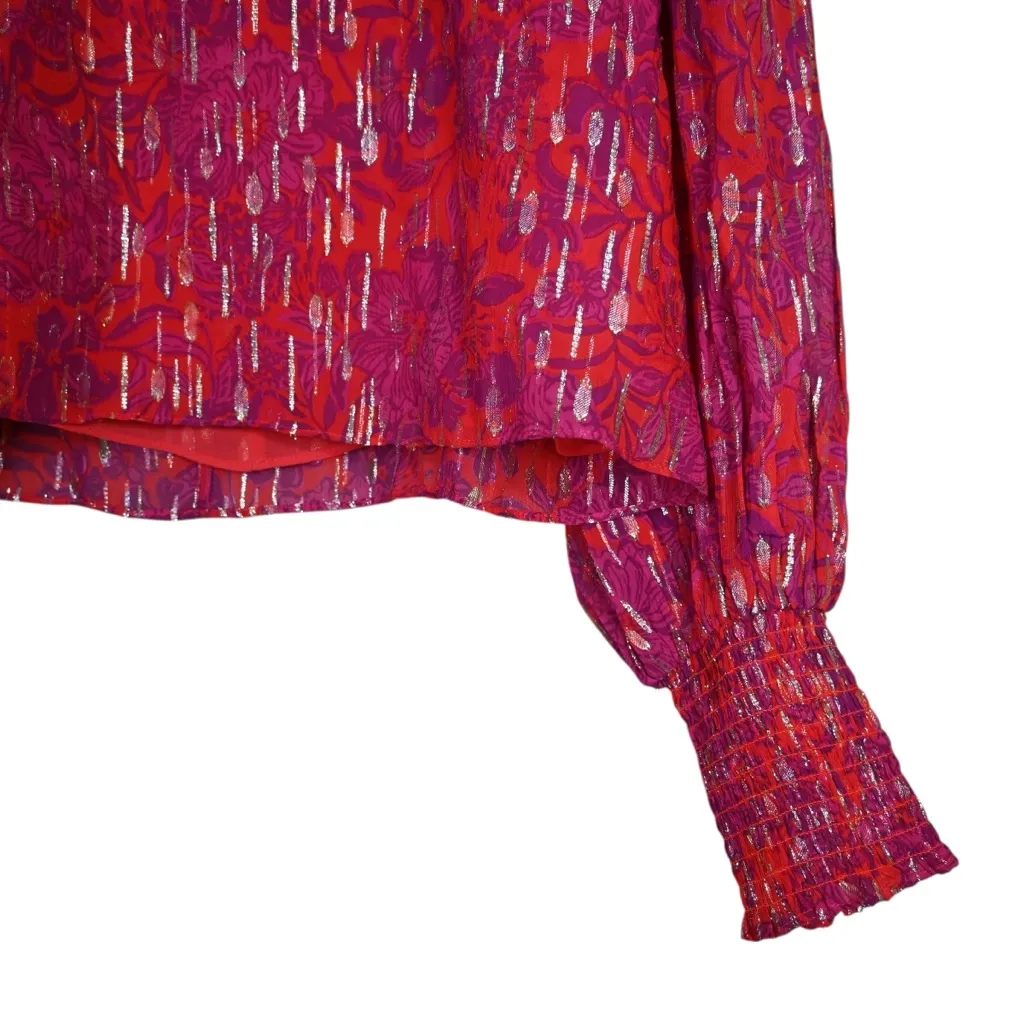 Lilly Pulitzer Womens 12 Alfreda Amaryllis Red Secret Hideaway Lined Blouse  NEW - Image 6