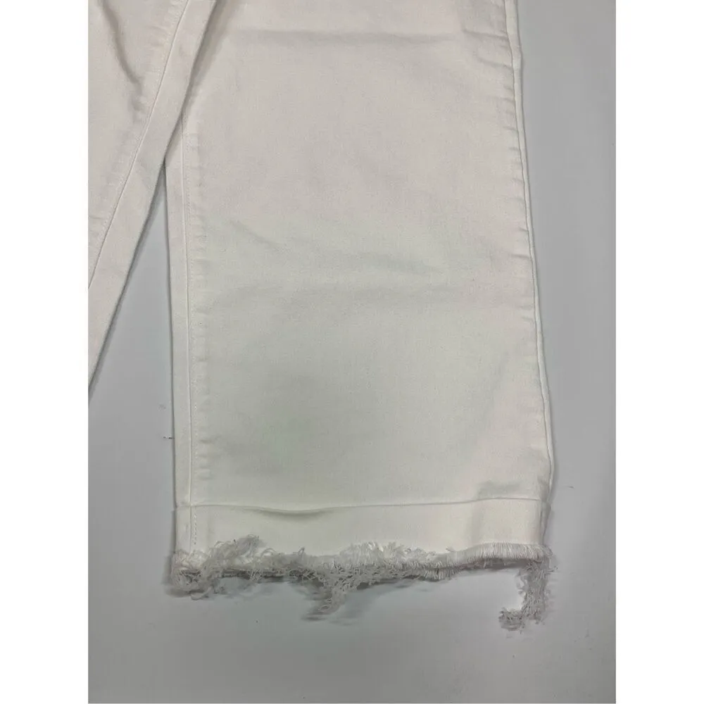Old Navy Women's Frayed 5 Pocket Denim Capri Wide Leg Crop Jeans White Size 8 - Image 3
