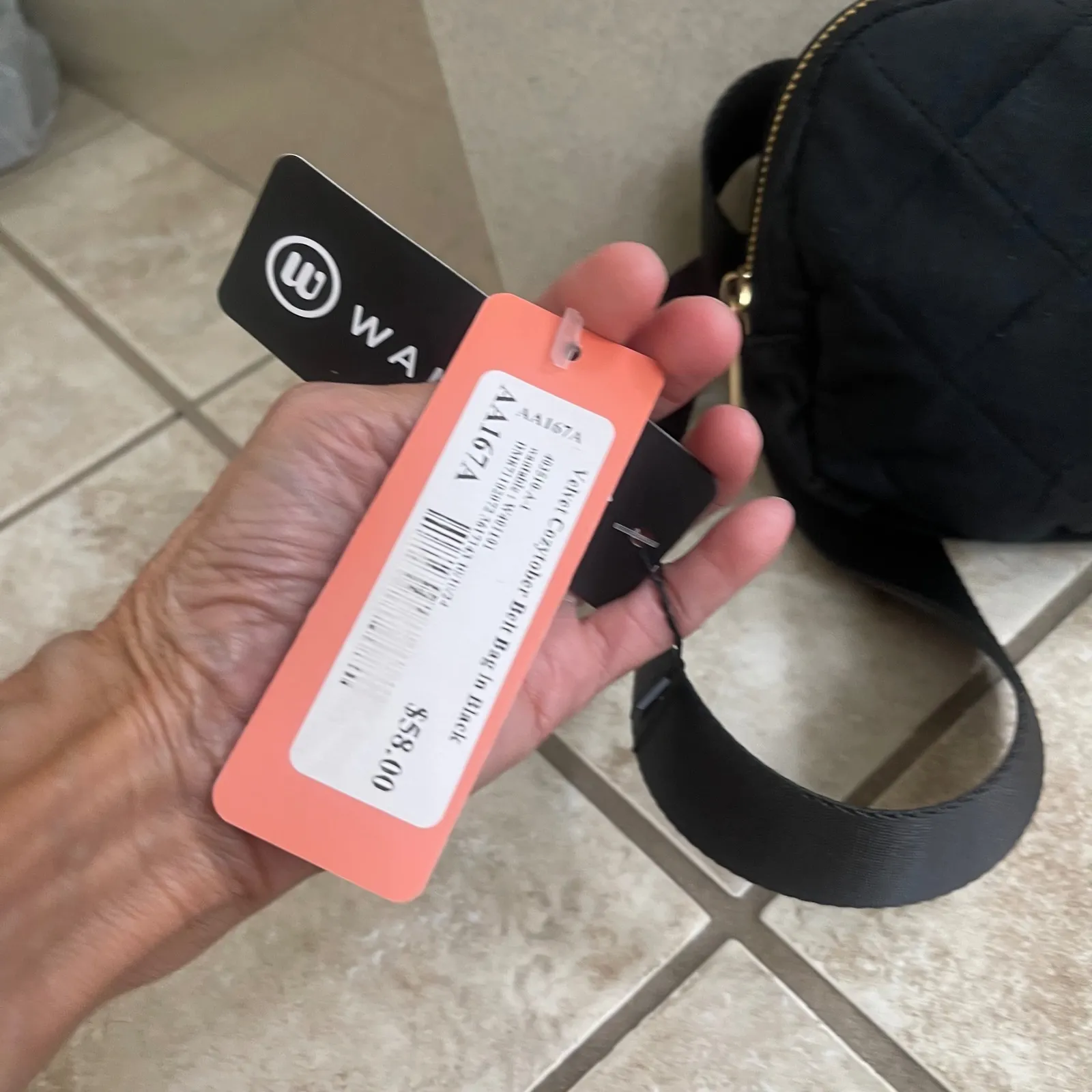 Wantable Velvet Quilted Belt Bag Crossbody Fanny Pack Black msrp $58 NWT TRAVEL - Image 2