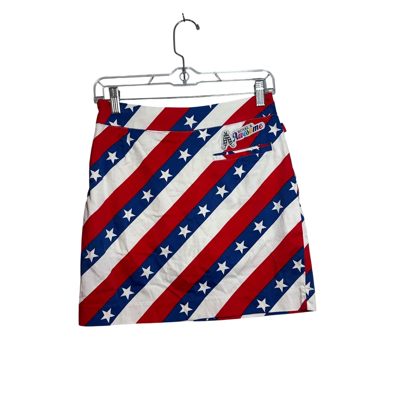 ROYAL & AWESOME Womens Skirt USA Flag Stars Stripes Golf Tennis Athleisure SZ 4 Red - Image 2