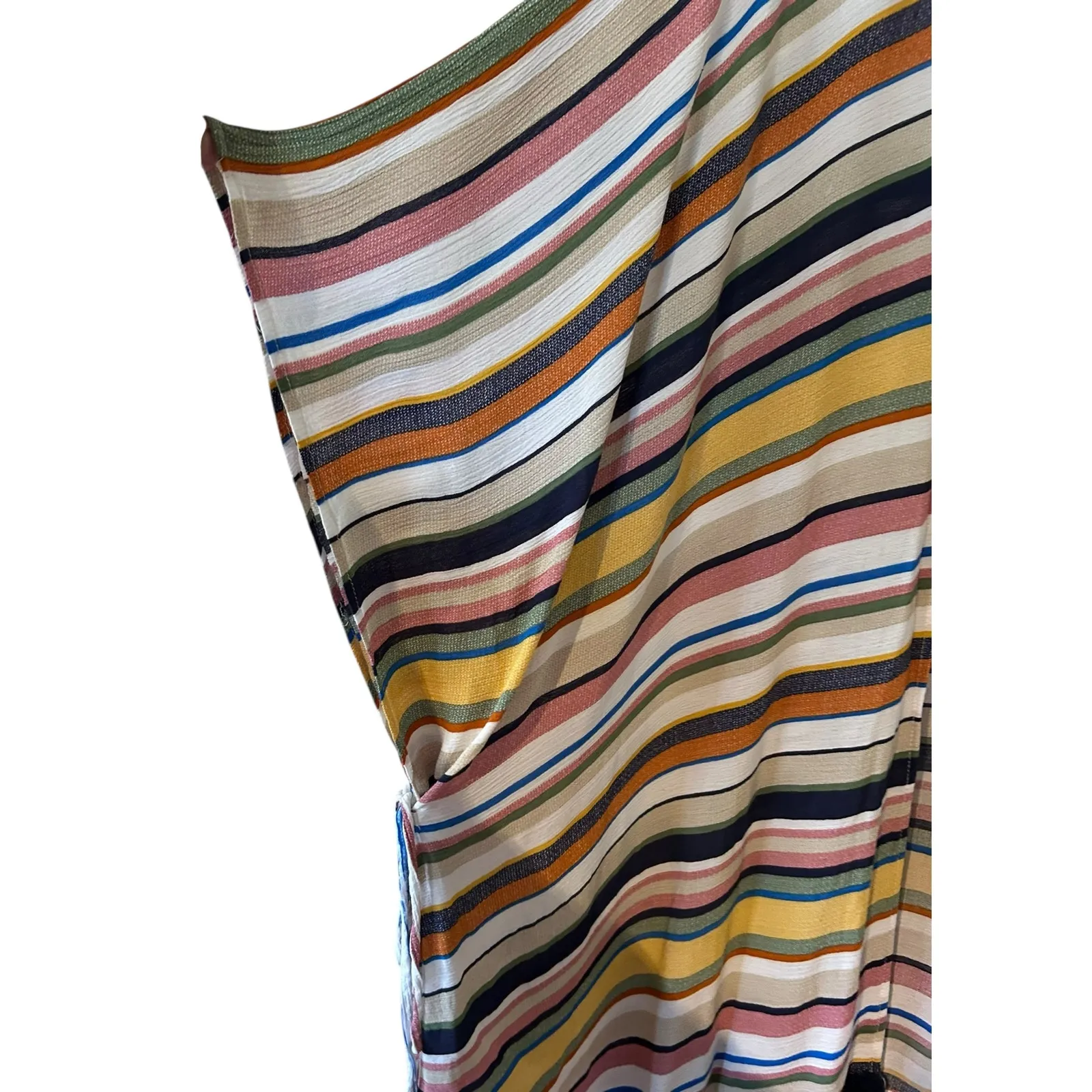 Weekend Suzanne Betro Open Kimono Cape Poncho SZ LG Striped Tie Side Fringe Hem - Image 7