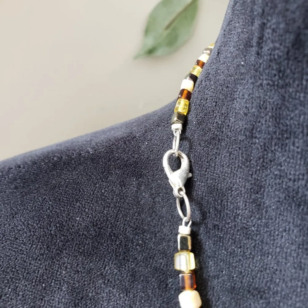 Womens Citrine Opal Cubic Amber Mother of Pearl Pendent Necklace with Lobster - Image 6