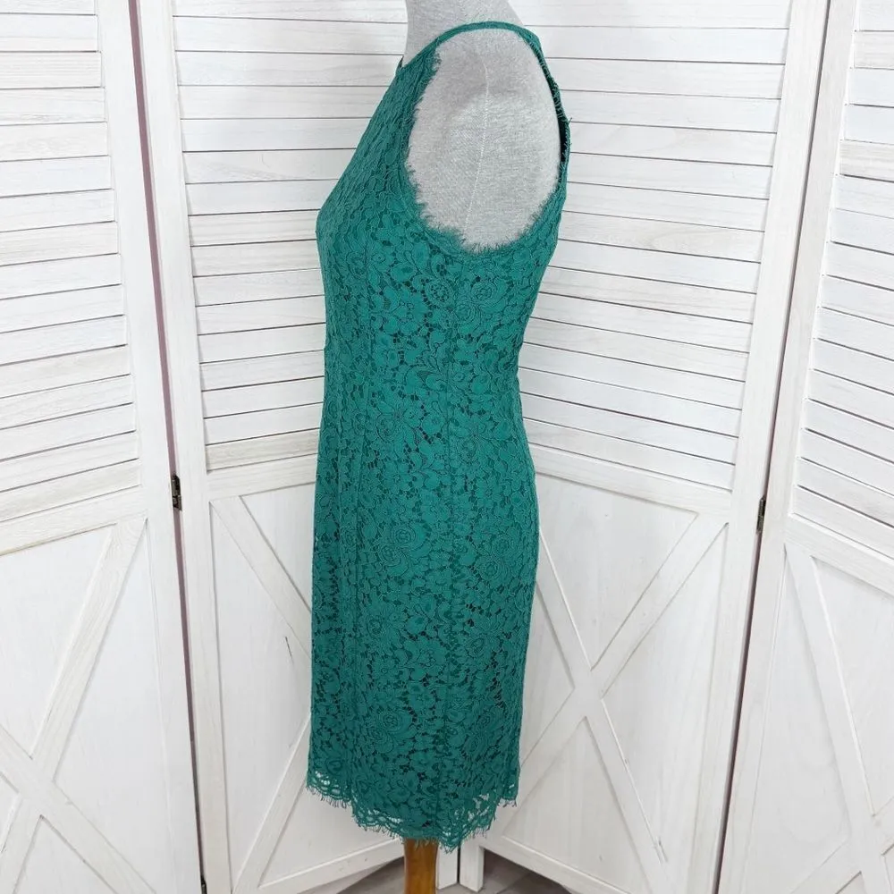Loft Lace‎ Sleeveless Sheath Halter Cocktail Party Dress Green 4 - Image 3