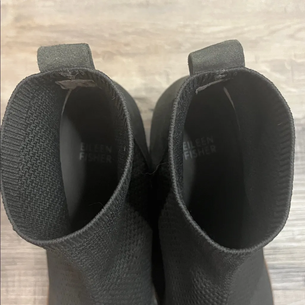 NWOB Eileen Fisher Amos knit wedge ankle boots booties with suede trim 8.5 - Image 5