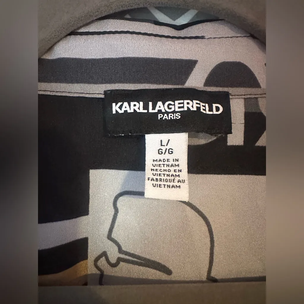 Karl Lagerfeld Paris | Printed Button-Down Blouse, size L - Image 4