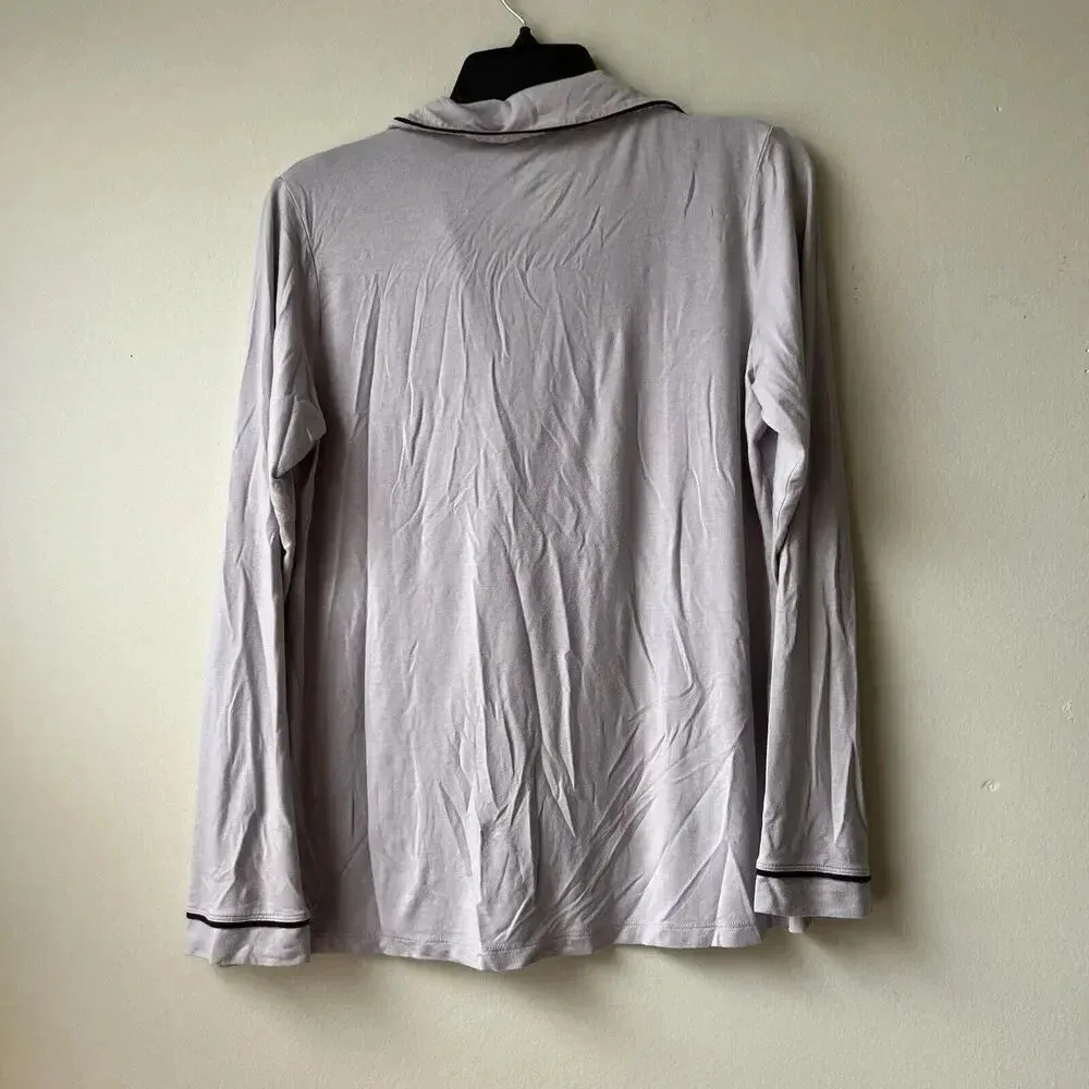 Tommy‎ John Size Small Button Front Up Sleep Shirt Grey Pajama - Image 3