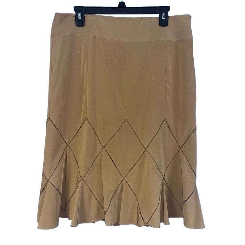 For the Republic light brown fit n flare‎ perforated lined skirt 14 - Image 2