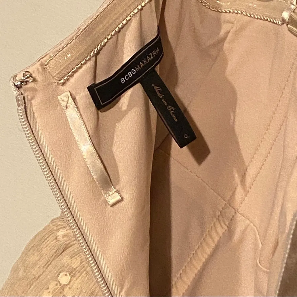 BCBG Maxazira Ava Cocktail Party Dress Champagne Sequin Tiered Size 0 - Image 13