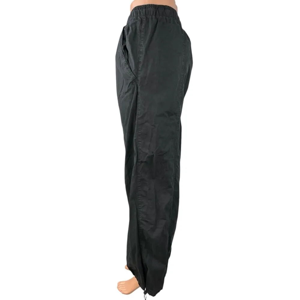 Zara Black Elastic Waist Wide Leg Pull On Windbreaker Parachute Jogger Pants M - Image 2