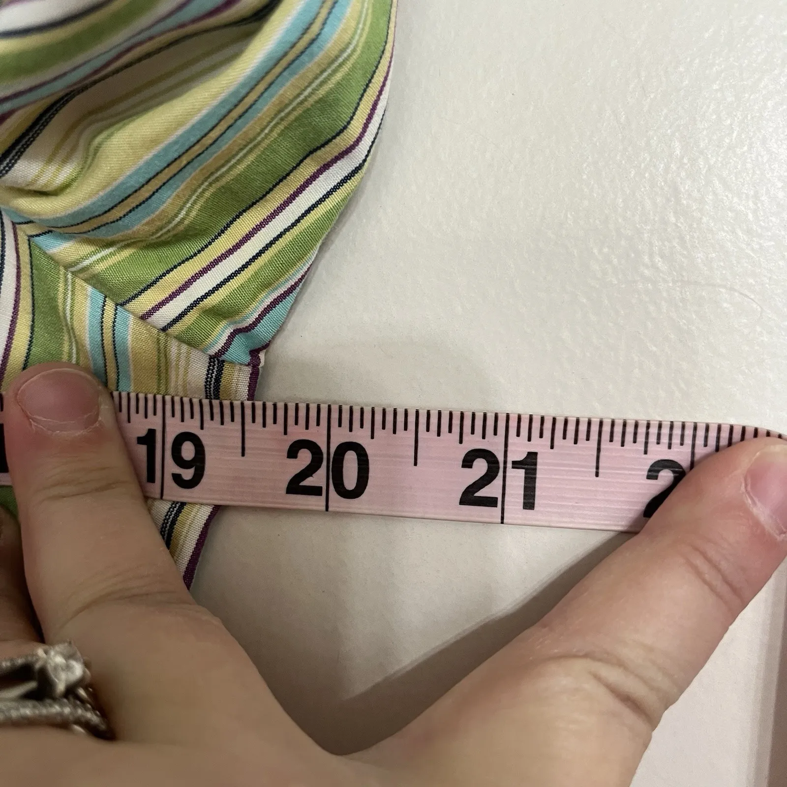 J. Crew Woman's Y2K Green Striped Button Down Long Sleeve Shirt Size Medium - Image 3