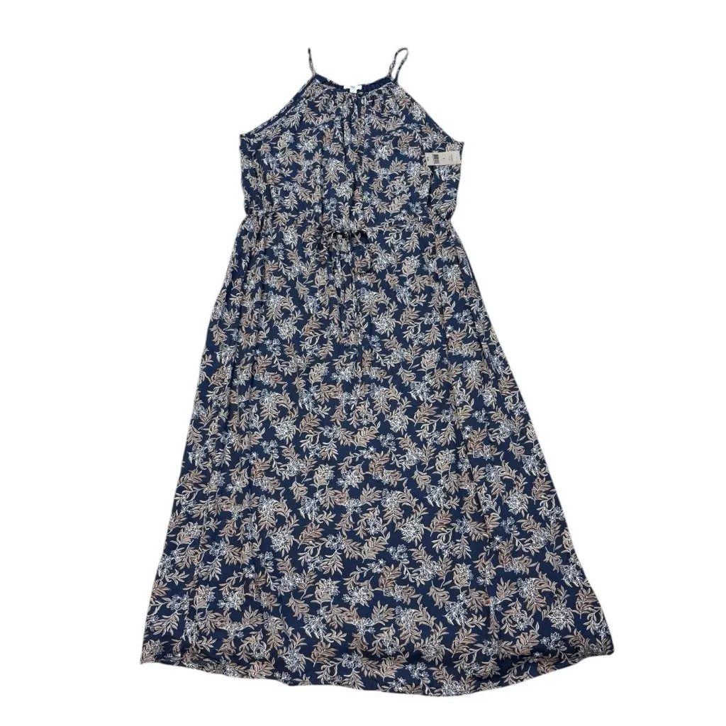 *New Dip Maxi Dress Womens Size L Blue Floral Boho Granola Beach Coastal Resort Size L - Image 2