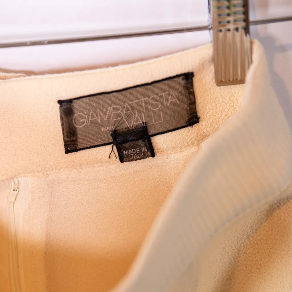 Giambattista Valli Made In Italy Wool Crepe Textured Straight Pencil Skirt Ivory - Image 2