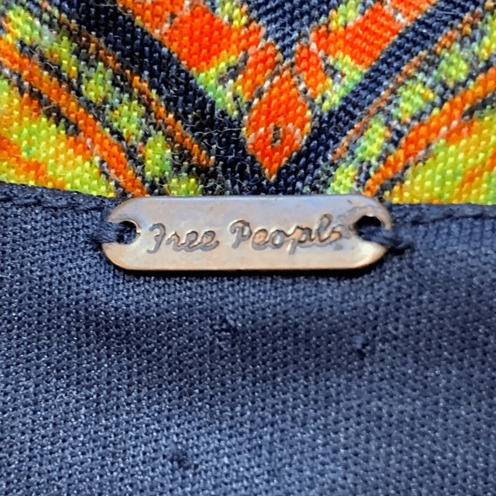 Free People Sin City Midi Dress Psychedelic Boho Paisley Print XS Navy Blue - Image 11