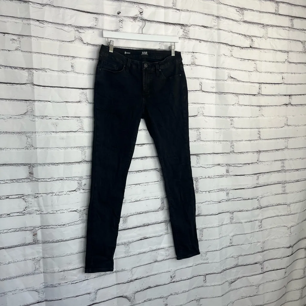 a.n.a. A New Approach Faded Black Mid Rise Skinny Jeans Women’s 8 Stretch Denim - Image 2