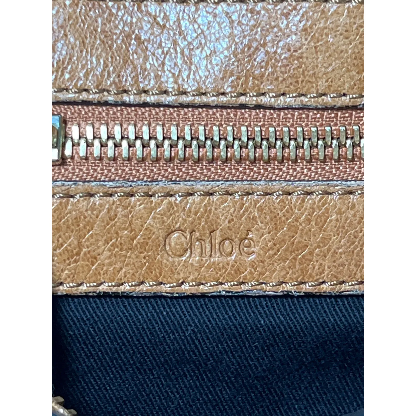 Chloé Ethel Medium Tote in Cognac Leather Gold Hardware Two Way Crossbody Strap - Image 3