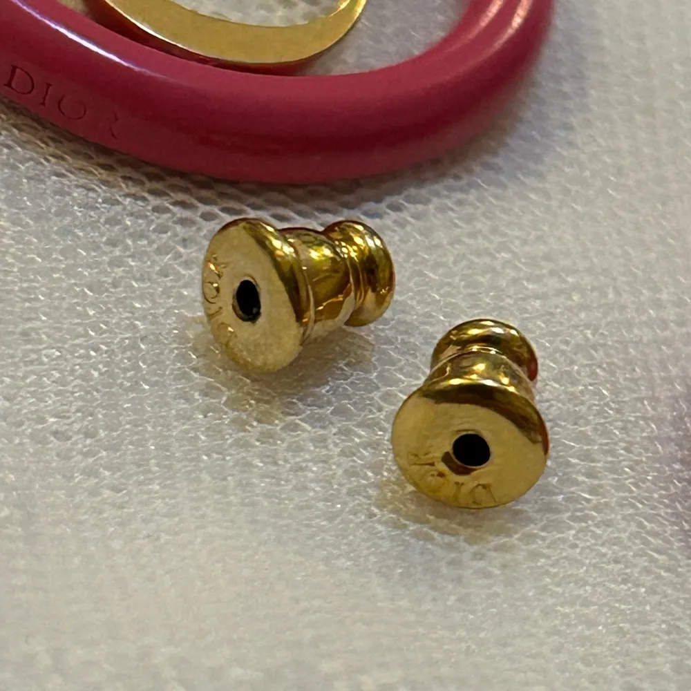 Dior 30 MONTAIGNE EARRINGS Gold-Finish Metal and Rani Pink Lacquer - Image 8