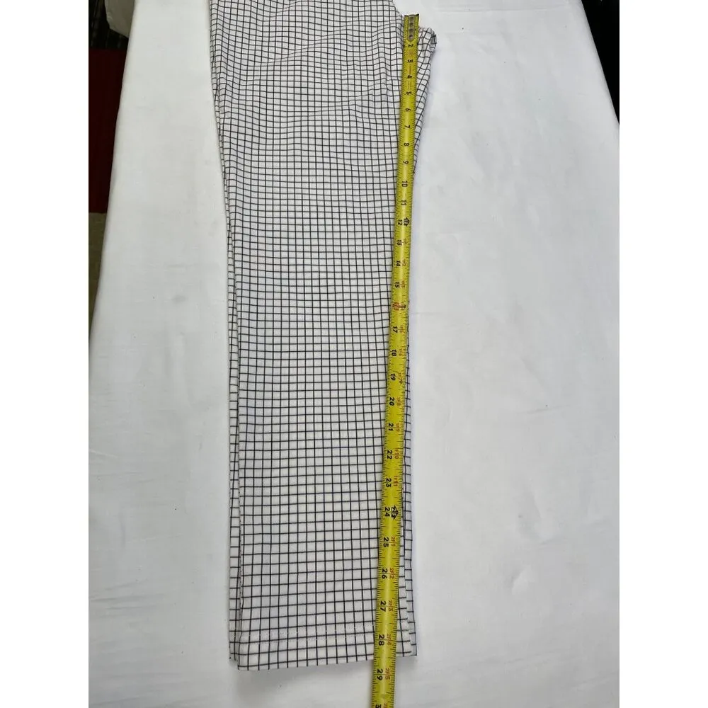 Calvin Klein Women's White & Black Checkered Stretch Pants Size 10 SKU 4684 - Image 7