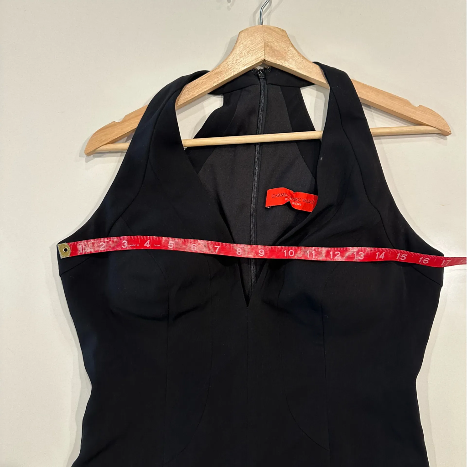 Carmen Marc Valvo Black Deep V Evening Dress‎ Size 8 - Image 7