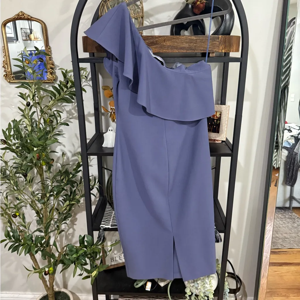 Likely One-Shoulder Dress in blue size 8 - Image 4