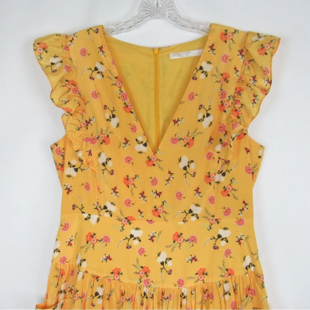 La Maison TALULAH Tansy Floral Mini Dress V-Neck Ruffle Shoulder Women's Large - Image 6