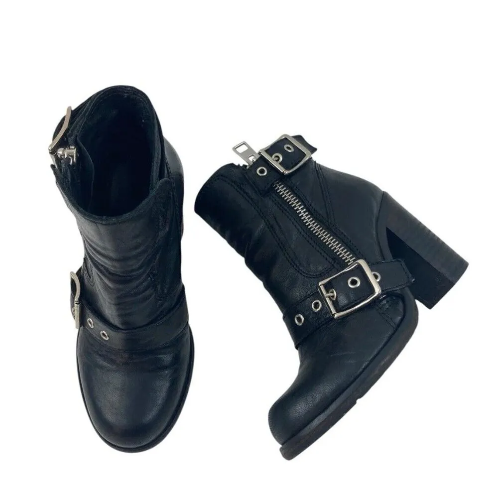 All Saints Boots Womens 36 Black Leather Heeled Harness Grunge Witchy Whimsigoth - Image 4