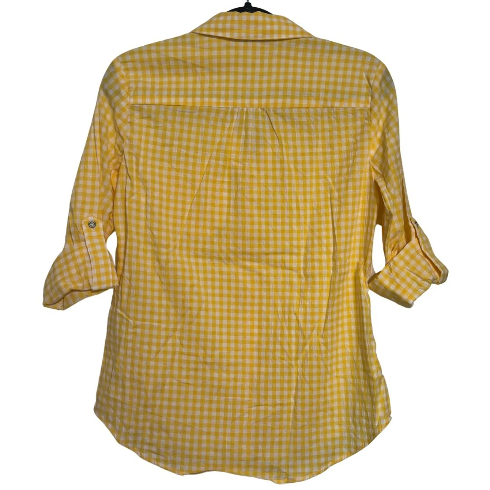 KUT FROM THE KLOTH Plaid Check Button Down Collared Blouse Shirt Yellow NWOT XS - Image 4