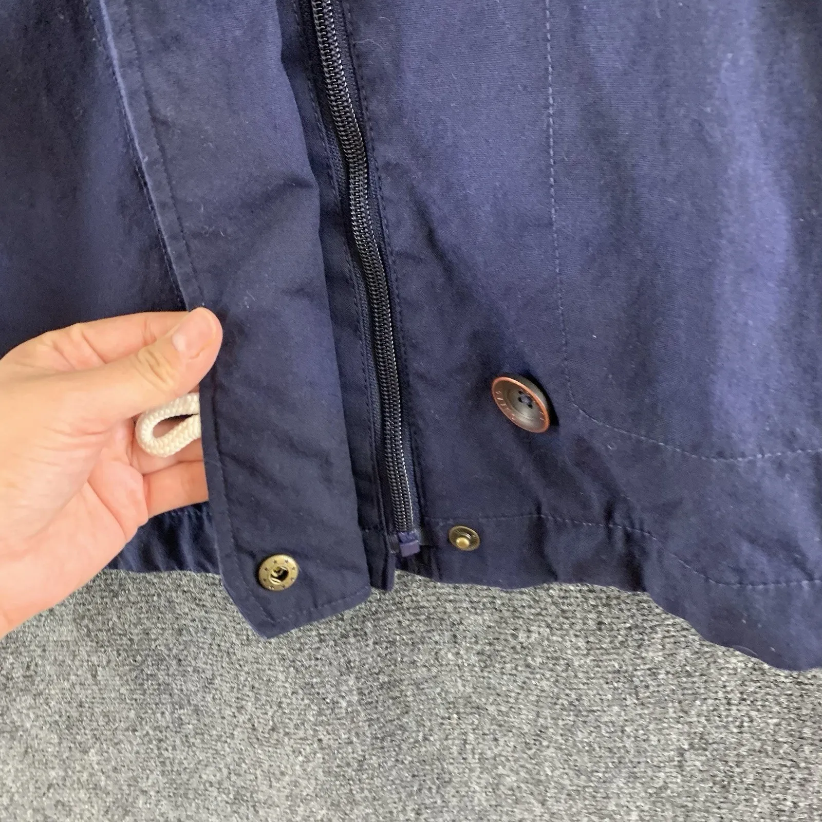 JOULES Women’s Hooded Jacket Coast Mid Length Waterproof Navy Blue Size U.S 6 - Image 5