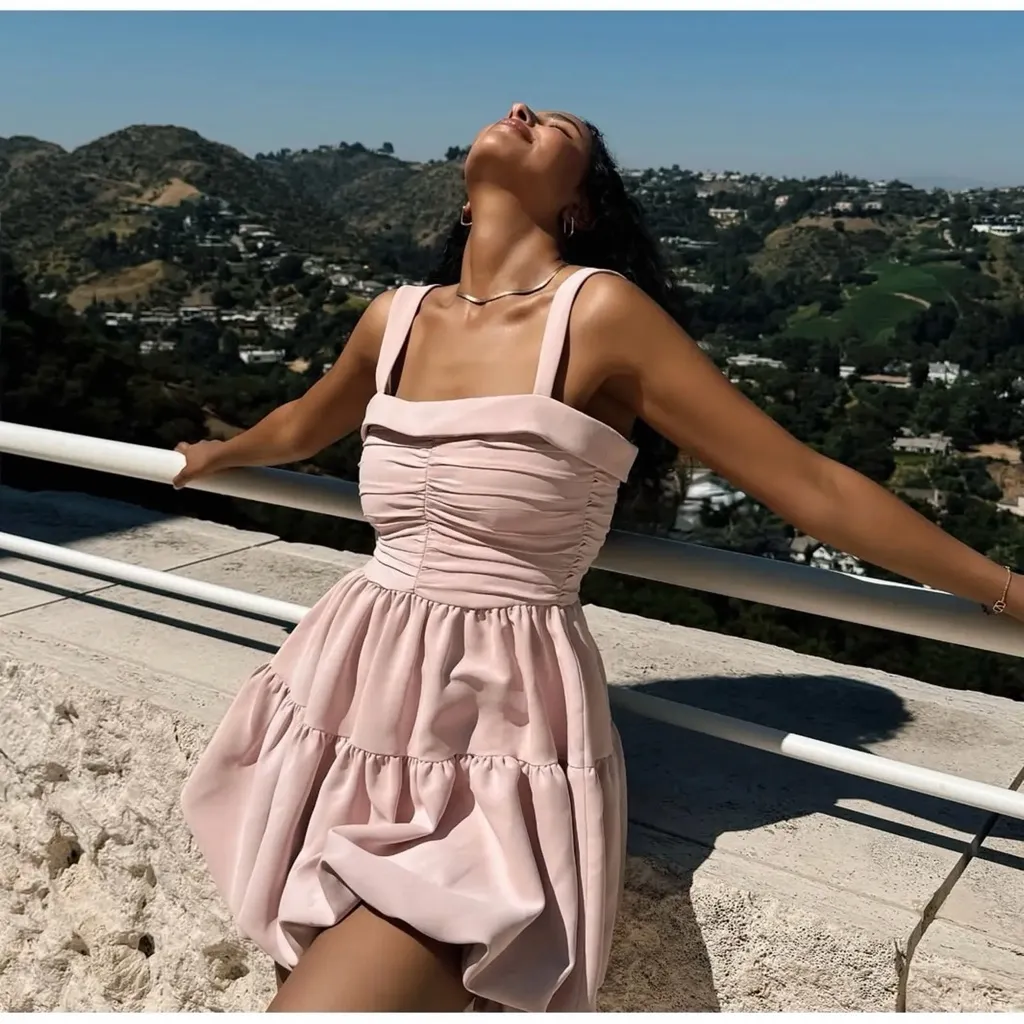 NWT Zara Draped Balloon Mini Dress in Pink Size Small Bloggers Fav 3435/324 - Image 3