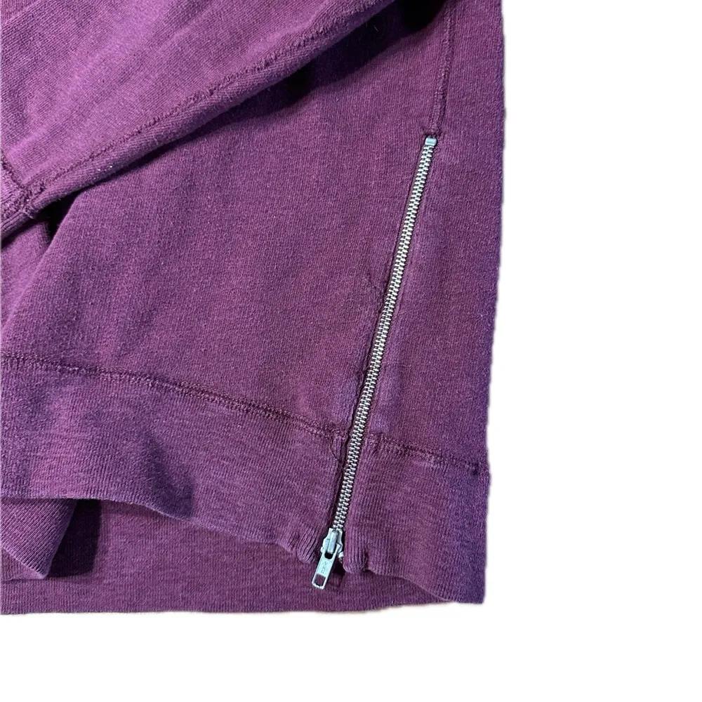 J. Crew Burgundy Long Sleeve Crewneck Side Zipper Sweatshirt Size Smalll - Image 3