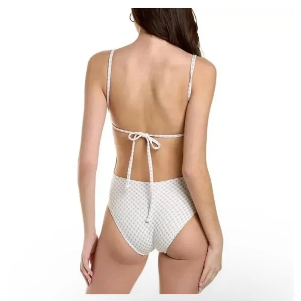 Solid & Striped Melissa One Piece Swimsuit White Metallic Lurex Gingham Size XS - Image 2