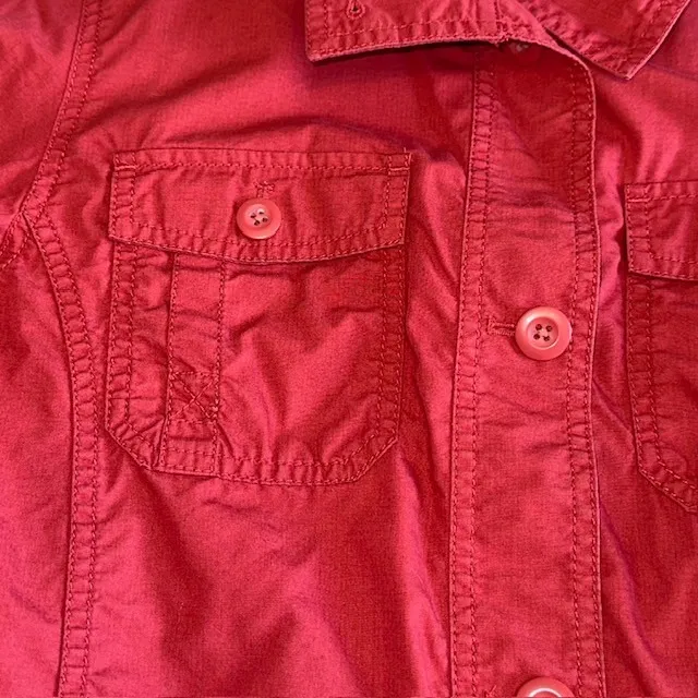 Eddie Bauer Red Cotton Blend‎ Utility Jacket Lightweight Button Up Size M - Image 12