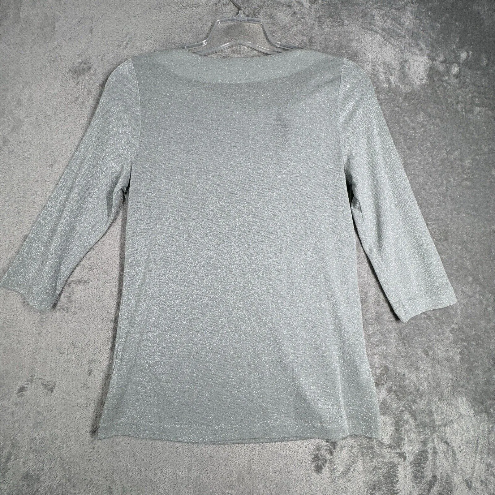 Anthropologie Deletta Shirt Womens Large Green Silver Shimmer Bow Party Bohemian - Image 3