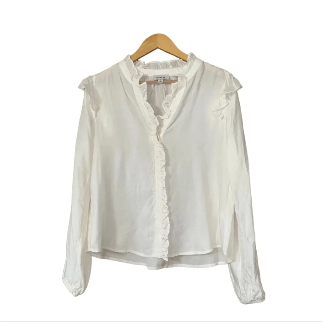 Revere Thea White Ruffle Button Down Women’s Size Medium Boho Romantic Victorian - Image 5