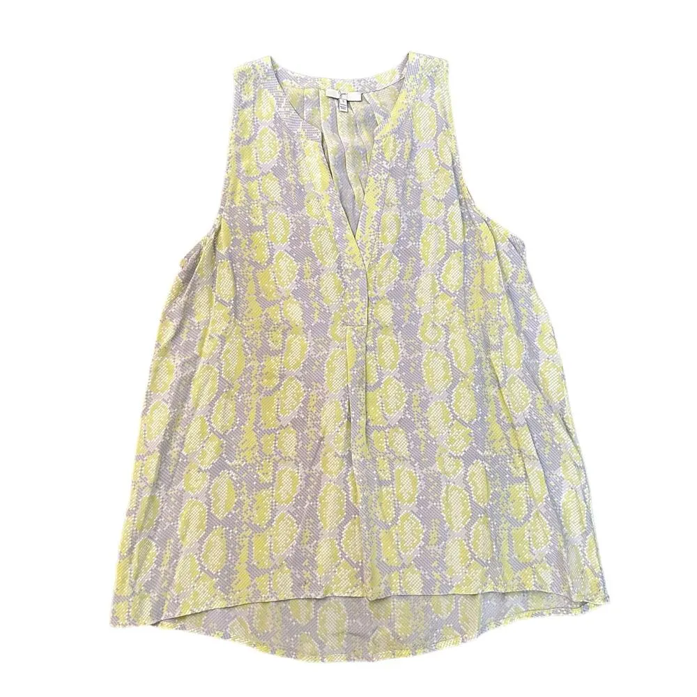 Joie yellow, gray & white snakeskin silk sleeveless top size S - Image 11