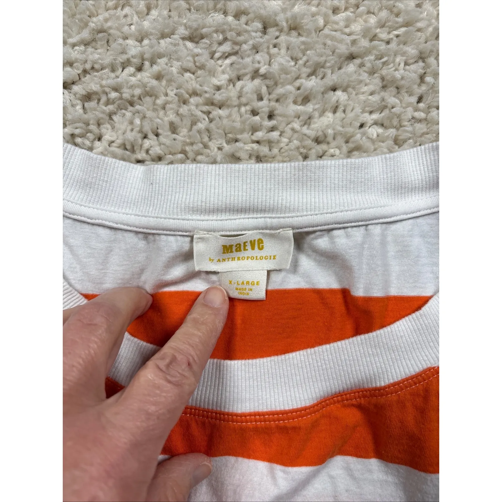 Maeve by Anthropologie Orange White Striped Cropped Tie Front Top XLarge Size XL - Image 2