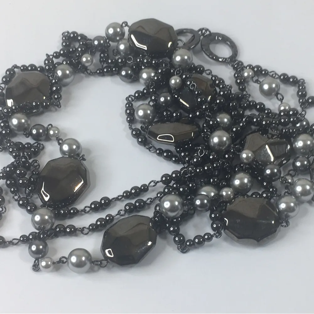 Premier Design multi strand necklace faux pearls gray 34” - Image 2