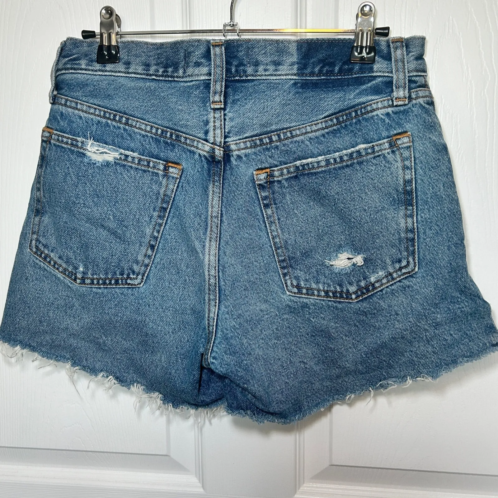 Abercrombie & Fitch The Boyfriend Short 27 / 4 Distressed Denim Blue Cutoff Jean - Image 3