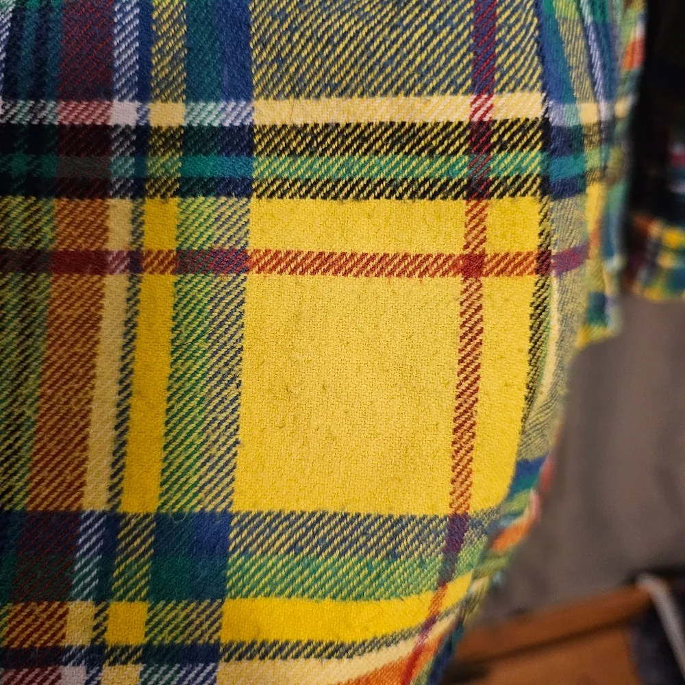 Chaps Medium Ladies Yellow and Blue Plaid Zip Up Shacket - Image 5