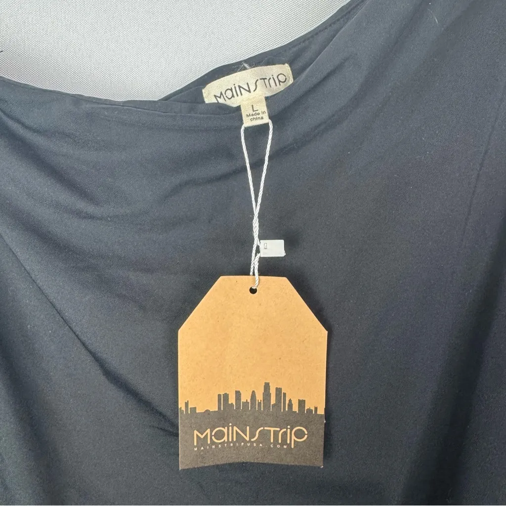 Boutique Main Strip Black One Shoulder Drape Mini Dress L - Image 4