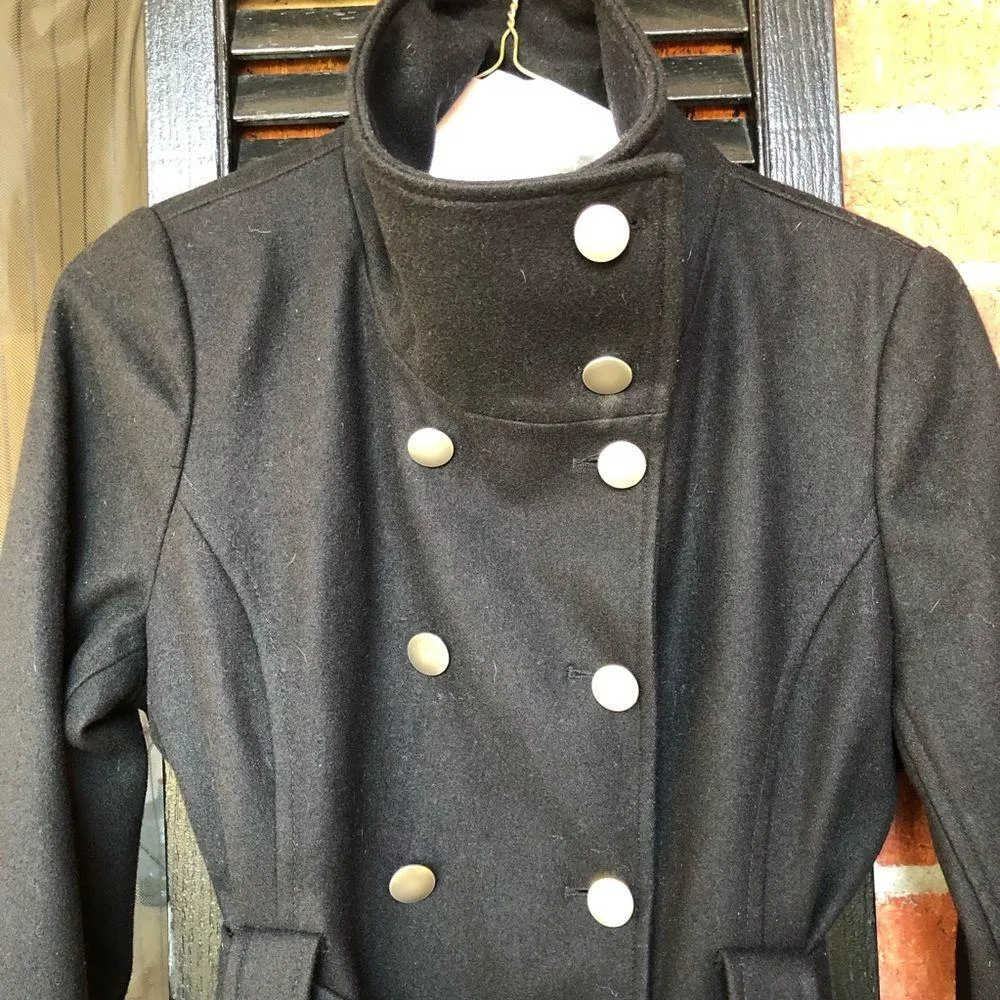 New York & Company Black Wool Blend Double Breasted Pea Coat 10 - Image 11