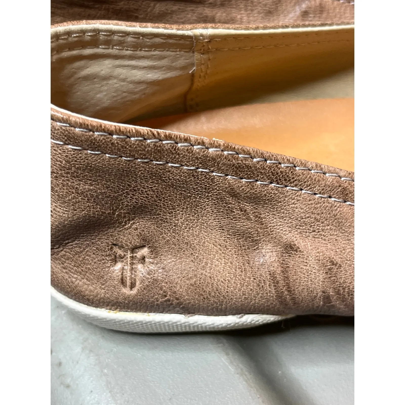 Frye Melanie Slip On‎ Sneakers Size 10 Burnished Gray Brown Leather Upper Flats - Image 5