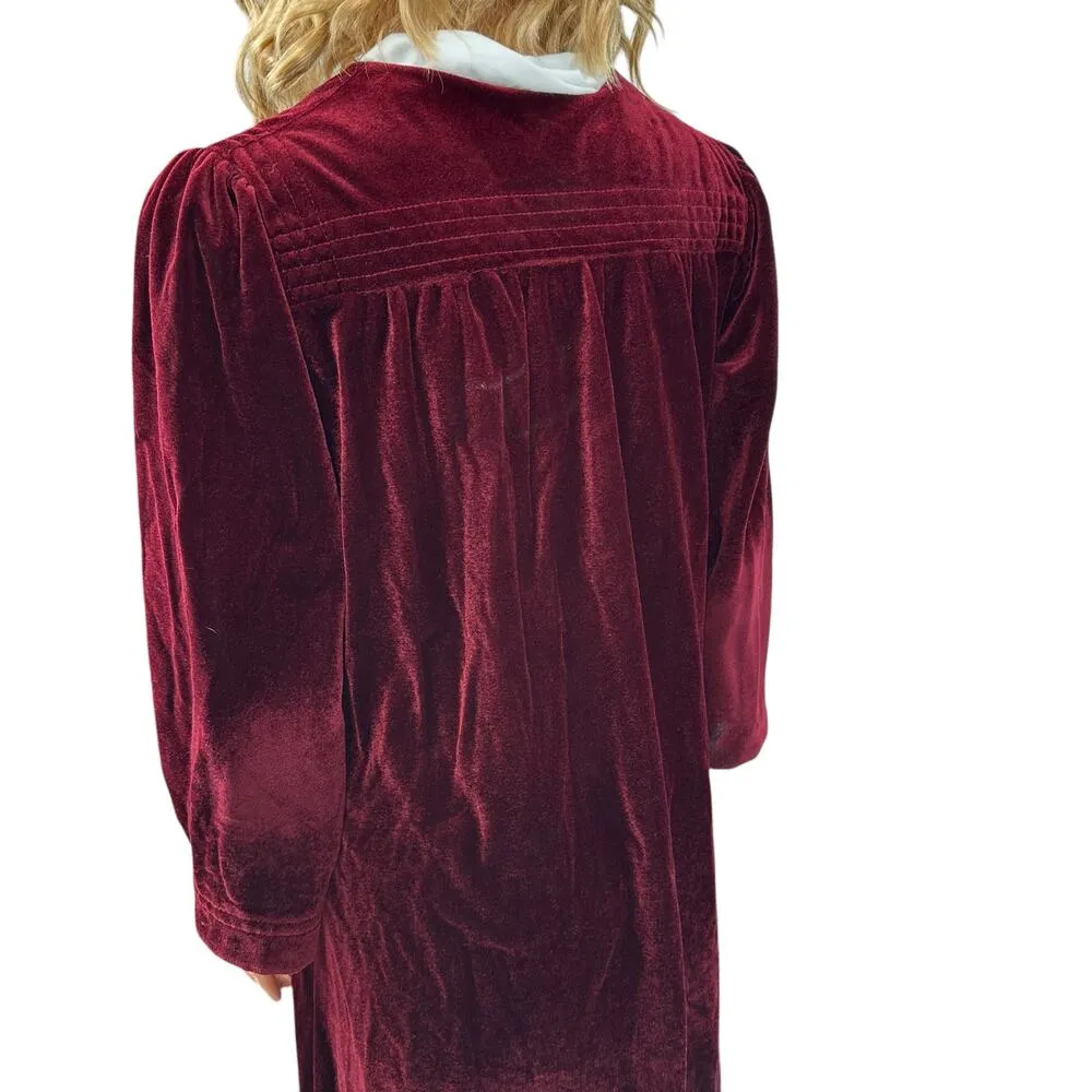 Vintage Velour Dressing Gown Sleepwear 1970s Zips Medium Heather Collection Red - Image 5