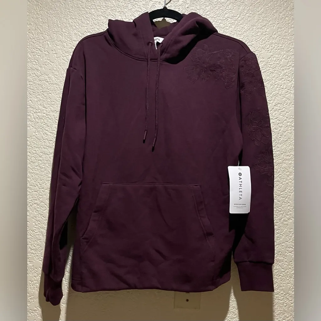 Athleta NWT Retroplush Sweatshirt Hoodie Alya Floral Purple Size S - Image 5