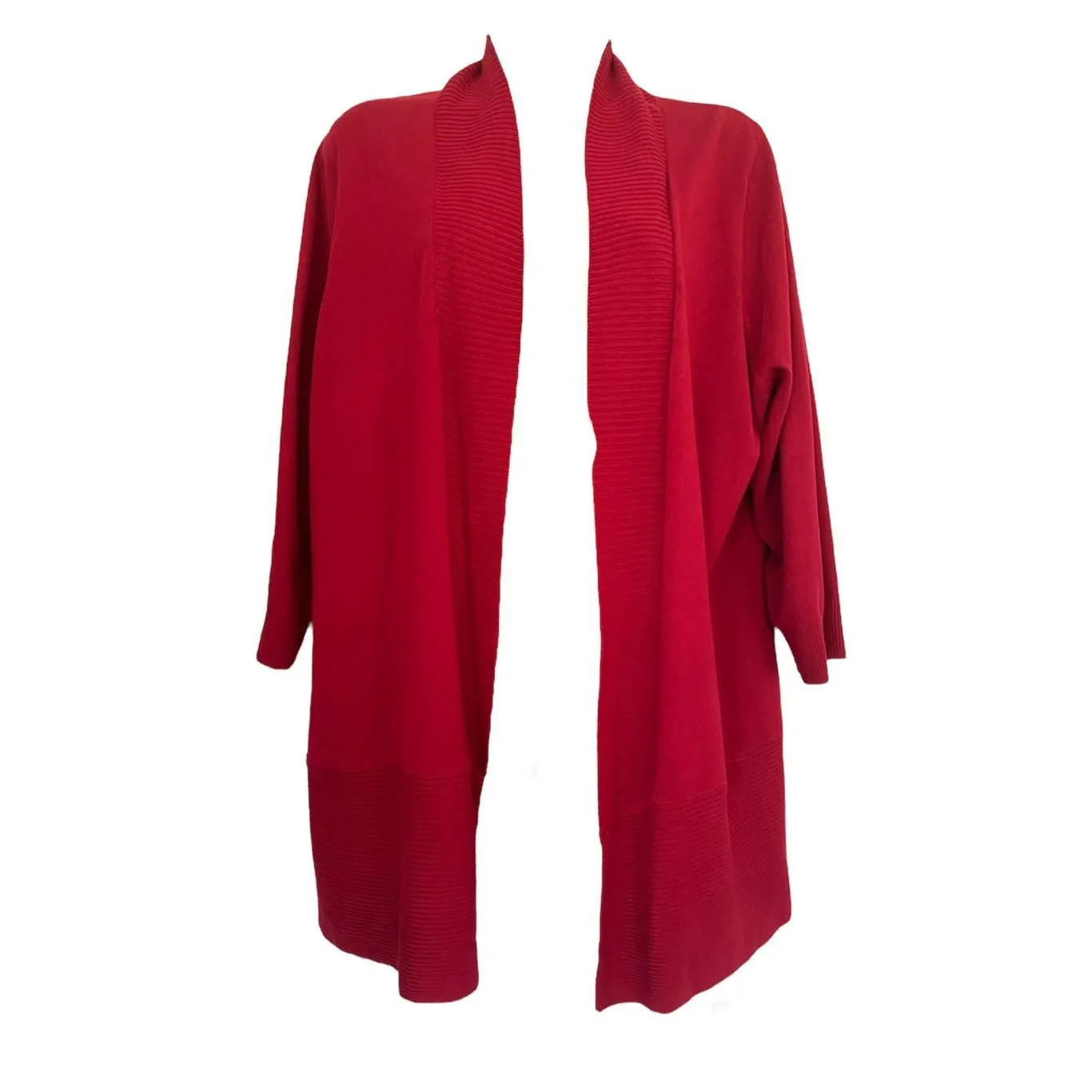 Carmen Marc Volvo Open Front Knit Cardigan Sz 1X Red - Image 2