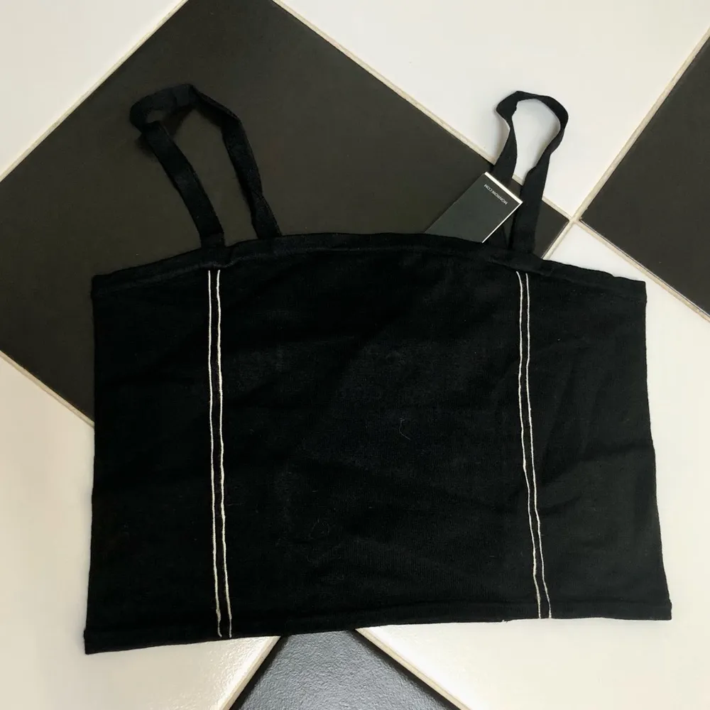 NWT Monrow Knit Tube Top Tank Top Sweater Cropped Black Retro Tennis Preppy sz L Size L - Image 6