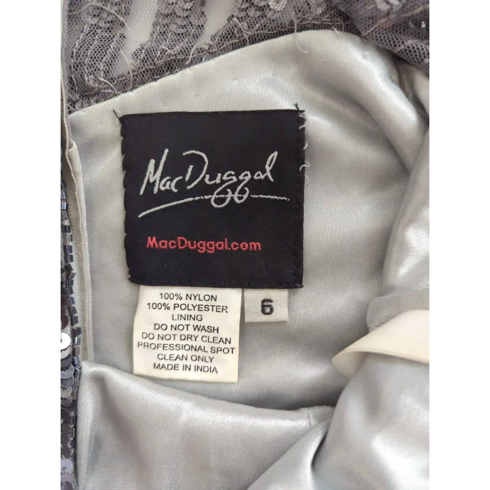 Mac Duggal Silver Sequined Cap Sleeve Evening Gown Womens Size 6‎ Formal Party - Image 10