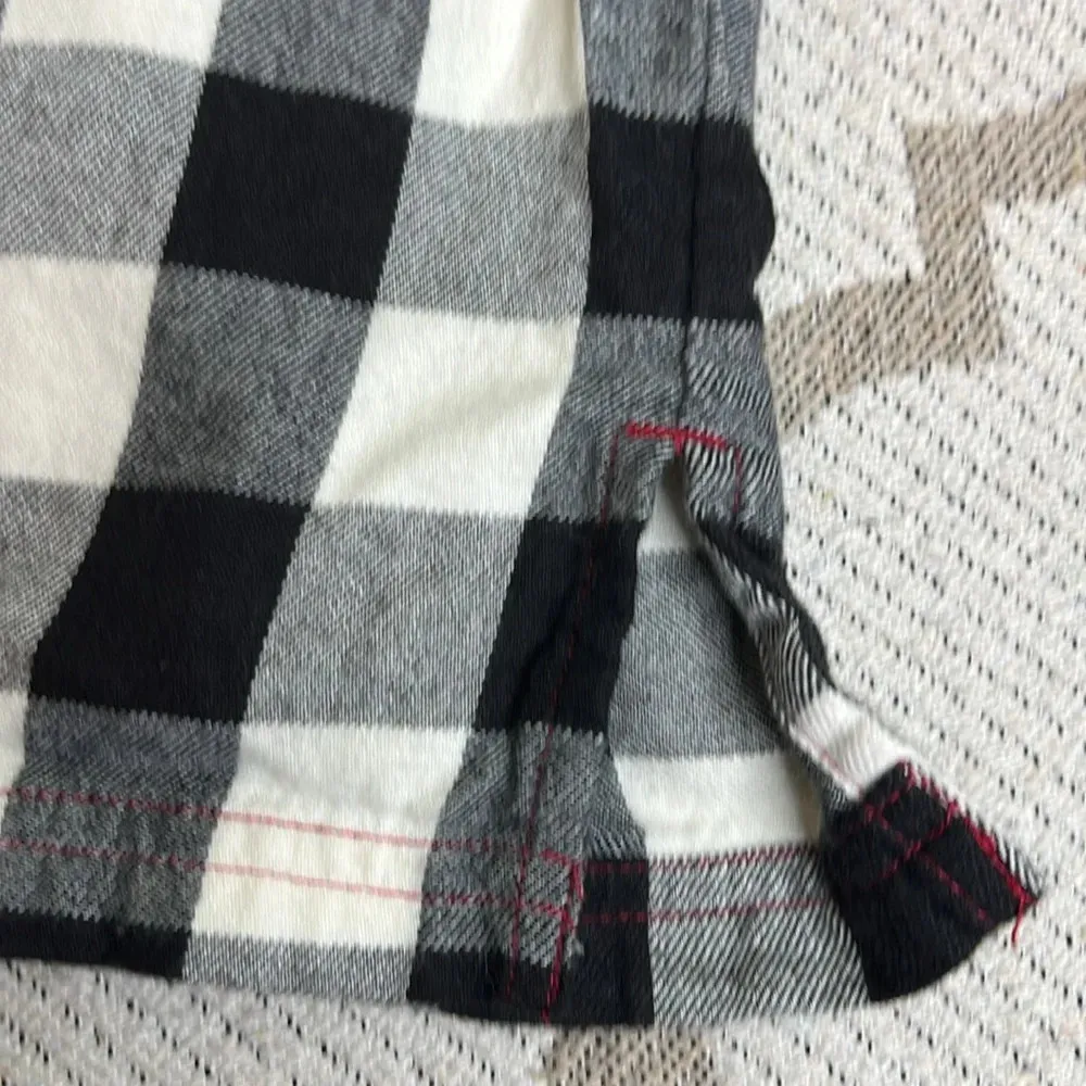 Hanna Andersson Flannel Buffalo Plaid long sleeve button down Pajama Top Black Size M - Image 10